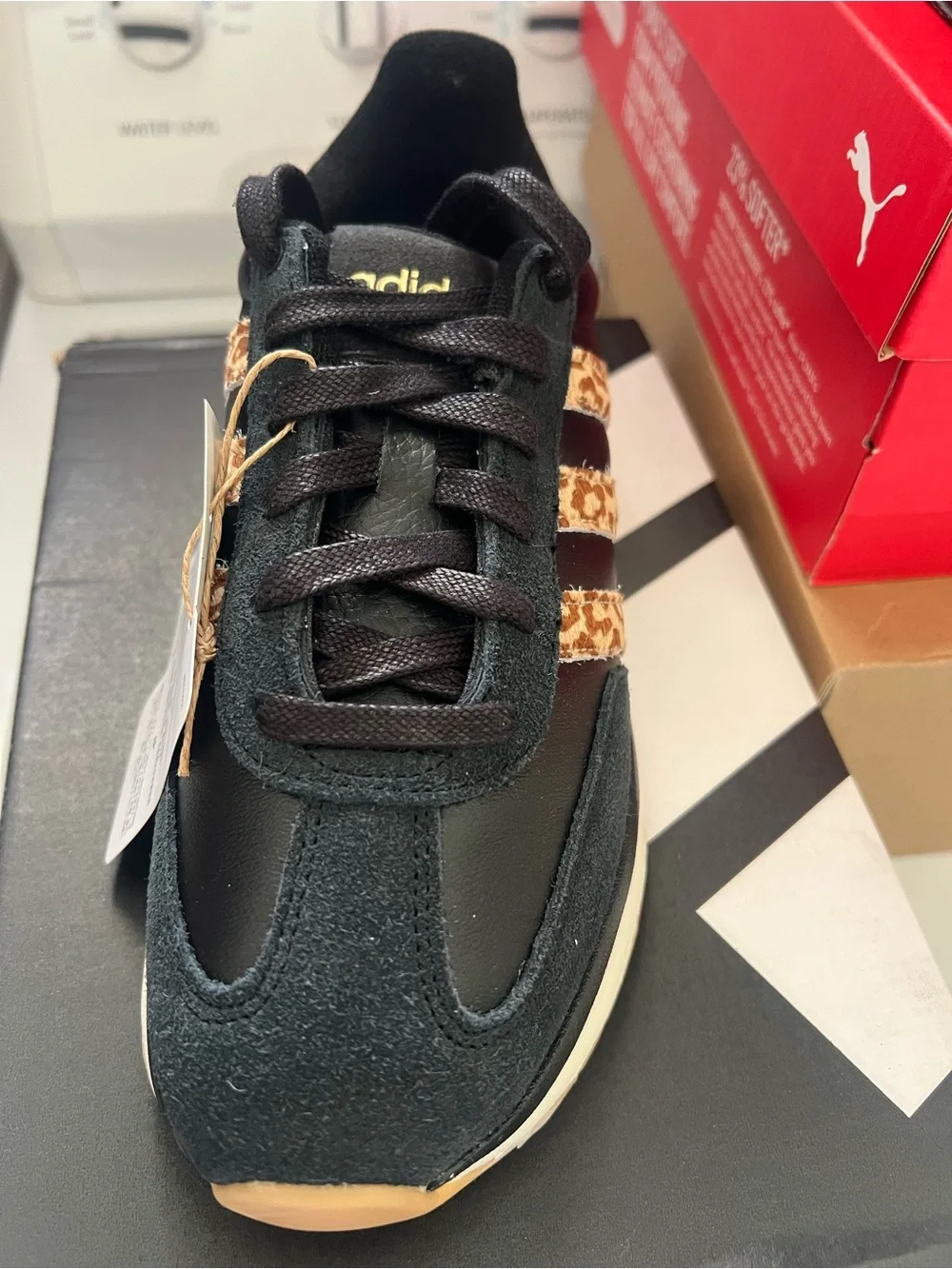 adidas Run 70s 2.0 Black with leopard Accent Sneakers